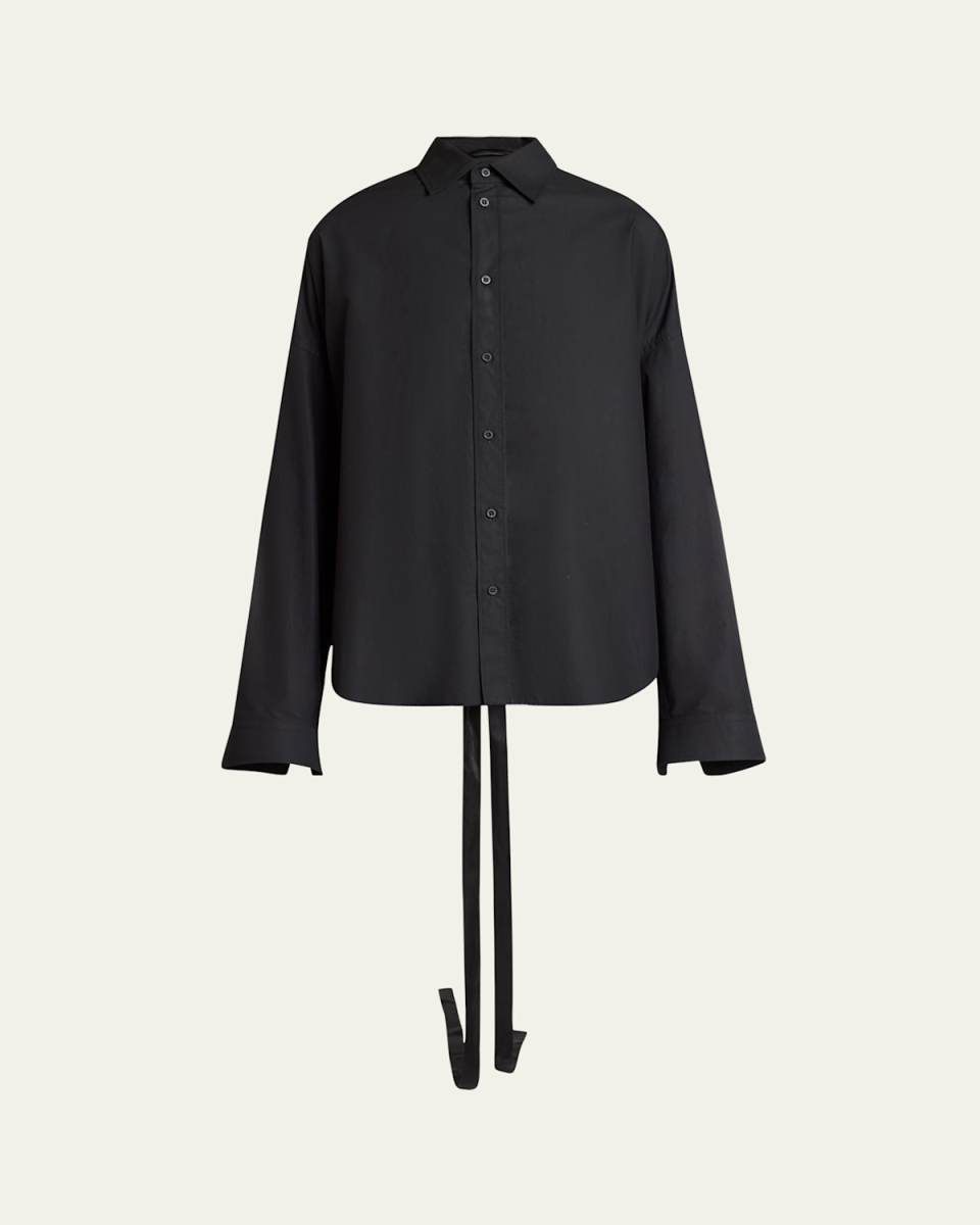 Lace-Up Button-Down Shirt